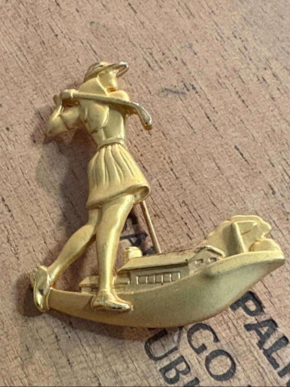 Gold-Tone Female Golfer Brooch Pin
